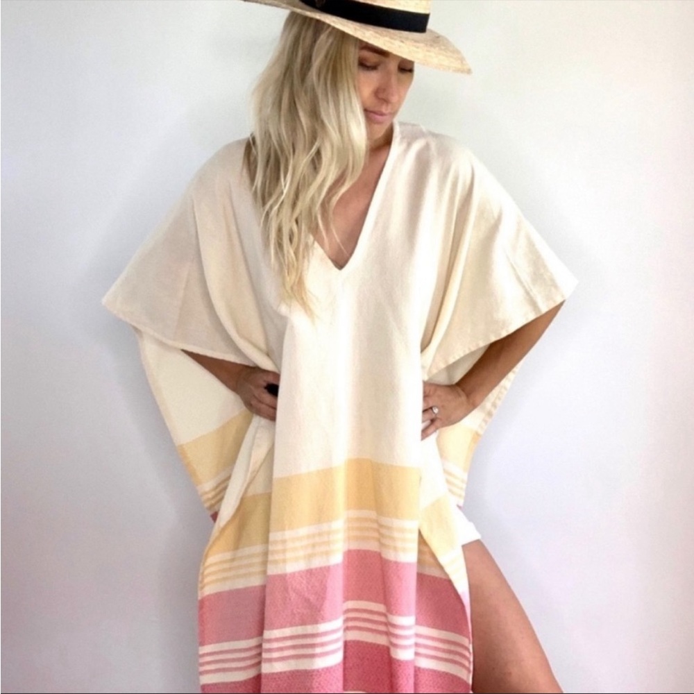 Tribe Alive Fringe Coverup Poncho Caftan One Size